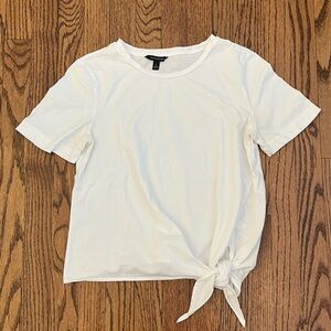 Banana Republic White Short Sleeve Tie-Front Tee